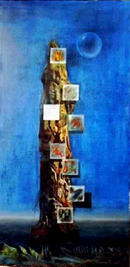 Der Bildermacherturm �l auf Leinen 40 x 80 cm Heinrich Wagner Bildermacher, Privatbesitz
