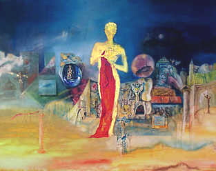 HISTORIA MUNDI - kurz vor der Fertigstellung �l / Blattgold auf Leinen 130 x 100 cm Heinrich Wagner 